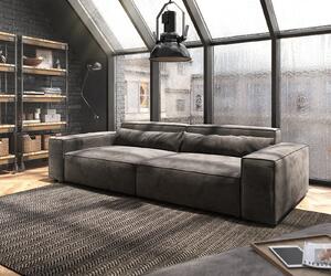 DELIFE Nagy kanapé Sirpio XL 270x130 cm mikroszálas khaki barna puffal