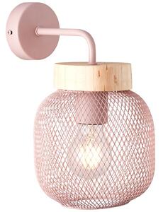 GIADA fali lámpa, világos rózsaszín/fa, E27 1x60W - Brilliant-99107/04
