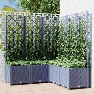 VidaXL sötétszürke PP rácsos kerti ültetőláda 120 x 120 x 136 cm