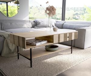 DELIFE Dohányzóasztal Nereos 130x60 cm mango white wash fém fekete