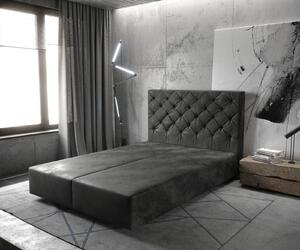 DELIFE Boxspring ágy Dream-Great 140x200 cm mikroszálas antracit vintage