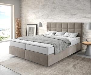 DELIFE Boxspring ágy Dream-Fine 160x200 cm mikroszálas bézs matraccal és topperrel