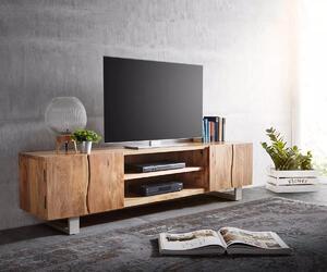 DELIFE TV szekrény Live-Edge 200 cm akác természetes 4 ajtós 2 rekeszes