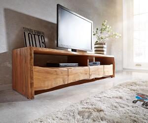 DELIFE TV szekrény Live-Edge 190 cm akác természetes 4 fiók 2 rekesz