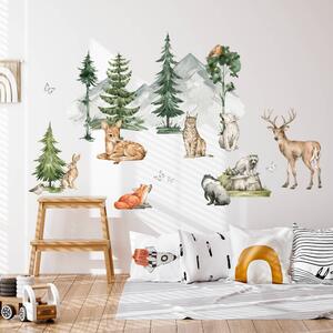 INSPIO - átragasztható textil matrica - Falmatricák - Forest, erdei állatok