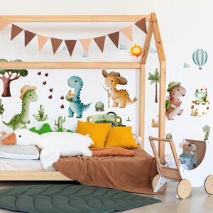 INSPIO - átragasztható textil matrica - Falmatrica gyerekszobába - Dinoszaurusz kaland