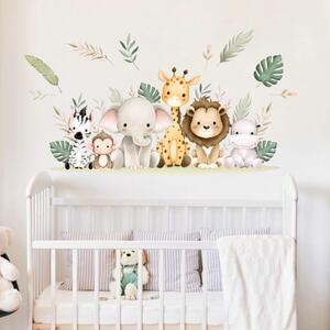 INSPIO - átragasztható textil matrica - Falimatricák gyerekszobába - Mini szafari állatok a réten
