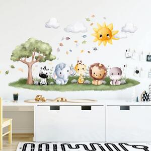 INSPIO - átragasztható textil matrica - Falmatricák babaszobába - Állatok napsütésben