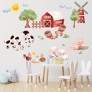 INSPIO - átragasztható textil matrica - Gyerek falmatricák - Farm állatokkal