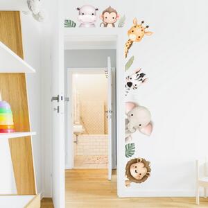 INSPIO - átragasztható textil matrica - Öntapadós falmatrica - Szafari állatok az ajtó körül