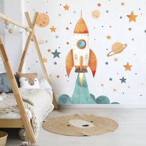 INSPIO - átragasztható textil matrica - Rakéta - Gyerek falimatricák