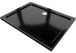 Mexen Flat téglalap alakú slim zuhanytálca 120 x 80 cm, Fekete, szifon Króm - 40708012