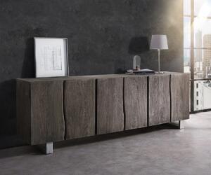 DELIFE Komód Live-Edge 220 cm akác platina masszív 6 ajtós