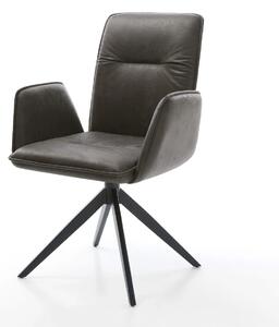 DELIFE Étkezőszék Vinja-Flex mikroszálas antracit vintage kereszt láb széles fekete 360° forgatható billenő funkció
