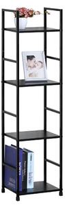 Intenso Home 4 szintes nyitott könyvespolc 29 x 112cm (Fekete) | Univerzális tároló állvány fém lábakkal