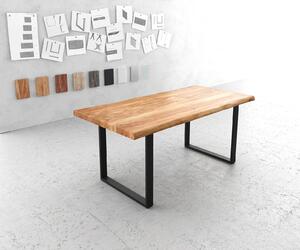 DELIFE Étkezőasztal Edge 180x90 XL akác természetes vékony lábazat fekete Live-Edge