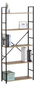 Intenso Home 5 szintes nyitott könyvespolc 59 x 144cm (Aranytölgy) | Univerzális tároló állvány fém lábakkal