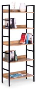 Intenso Home 5 szintes nyitott könyvespolc 60 x 160cm (Sonoma tölgy) | Univerzális tároló állvány fém lábakkal