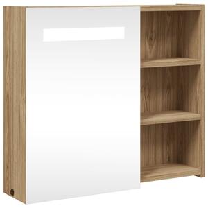 VidaXL Fürdőszobaszekrény Tükörrel és LED-del - Tölgyfa - 60x13x52cm