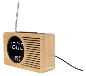 Retro bambusz ébresztőóra rádióval - Karlsson