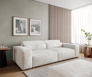 DELIFE Nagy kanapé Sirpio 230x95 cm bouclé krémfehér puffal