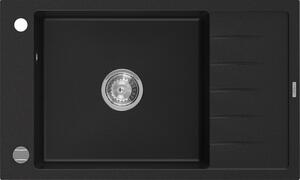 Mexen Elias 1-medencés gránit mosogató rövid edényszárítóval 795 x 480 mm, Fekete - 6511791005-77