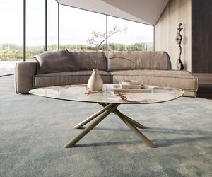 DELIFE Dohányzóasztal Edge organikus 140x76 cm kerámia Minas melange Sarity fém titán színű effektfinish