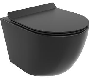 Mexen Lena perem nélküli wc csésze leeresztő automatikás ülőkével, Duroplaszt, Fekete matt - 30220185