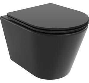 Mexen Rico perem nélküli wc csésze leeresztő automatikás ülőkével, Duroplaszt, Fekete matt - 30721085
