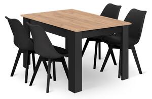 Étkezőasztal 120x80 craft tölgy/fekete+ 4 db MARK szék fekete/fekete láb