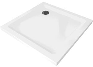 Mexen Flat négyzet alakú slim zuhanytálca 90 x 90 cm, Fehér, szifon Fekete - 40109090B