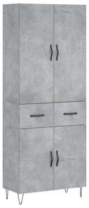 Betonszürke szerelt fa magasszekrény 69,5 x 34 x 180 cm