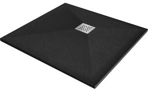 Mexen Stone+ négyzet kompozit zuhanytálca 90 x 90 cm, Fekete - 44709090