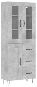 Betonszürke szerelt fa magasszekrény 69,5 x 34 x 180 cm