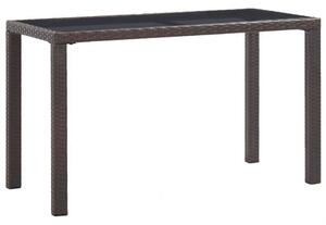 Barna polyrattan kerti asztal 123 x 60 x 74 cm