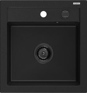 Mexen Vito 1-medencés gránit mosogató 520 x 490 mm, Fekete, szifon Fekete - 6503521000-77-B