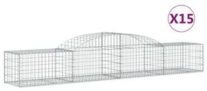 VidaXL 15 db íves horganyzott vas gabion kosár 300x50x40/60 cm