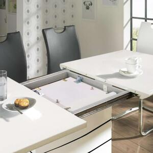 Medan K76_180 szétnyitható Étkezőasztal #ezüst-fehér fényes
