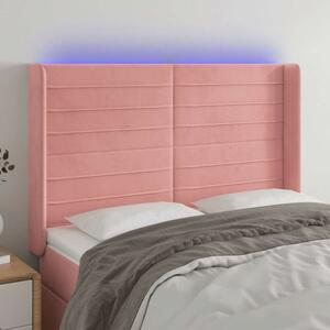 VidaXL rózsaszín bársony LED-es fejtámla 147x16x118/128 cm