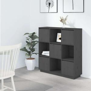 VidaXL szürke tömör fenyőfa magasszekrény 110,5 x 35 x 117 cm
