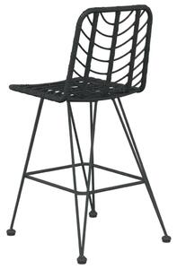 VidaXL Két Darab Bárszék - Fekete Rattan - 45x56x103,5 cm