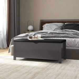 VidaXL szürke forgácslap tárolódoboz párnával 105 x 40 x 45 cm