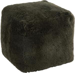 Sötétzöld báránybőr puff J-line George 47 cm