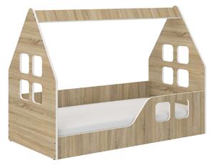 Montessori HÁZIKÓ gyerekágy SONOMA 140x70cm - ajándék matraccal - jobbos