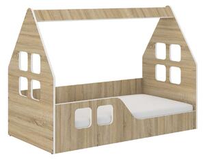 Montessori házikó típusú gyerekágy SONOMA 140x70cm - ajándék matraccal - balos
