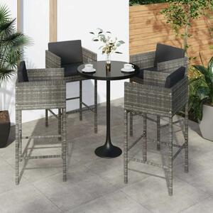 VidaXL Polyrattan Bárszék - 4 db - Szürke