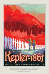 Illusztráció Kepler186f (Planet & Moon Poster) - Space Series (NASA), (26.7 x 40 cm)