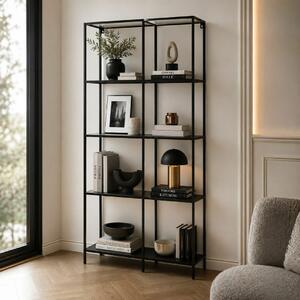 H&S Collection Fém Polcrendszer - 4 Szintes - Fekete - 78x30x170 cm