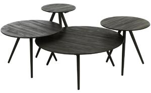 4 db fekete fa asztalos készlet J-line Takke 70/50/40/30 cm