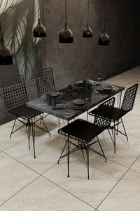 Asztal és székek szett (5 darab) BNDYMK001 Fekete